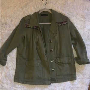 Green Jacket with Aztec Pattern